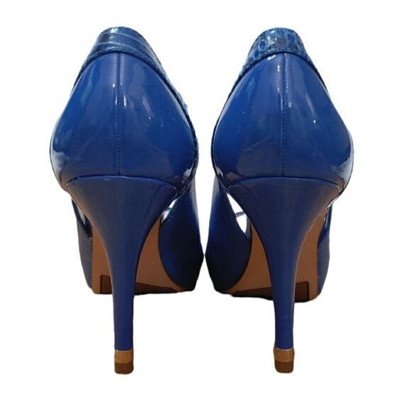 MARC FISHER Blue leather peep toe pumps - Picture 4 of 9